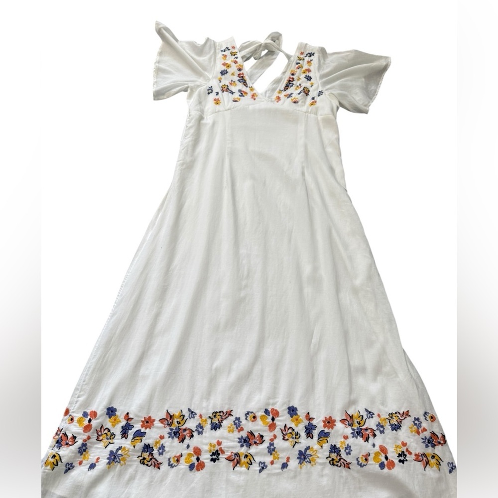 ModCloth White Maxi Dress with Yellow & Blue Floral Embroidery - Picture 8 of 14